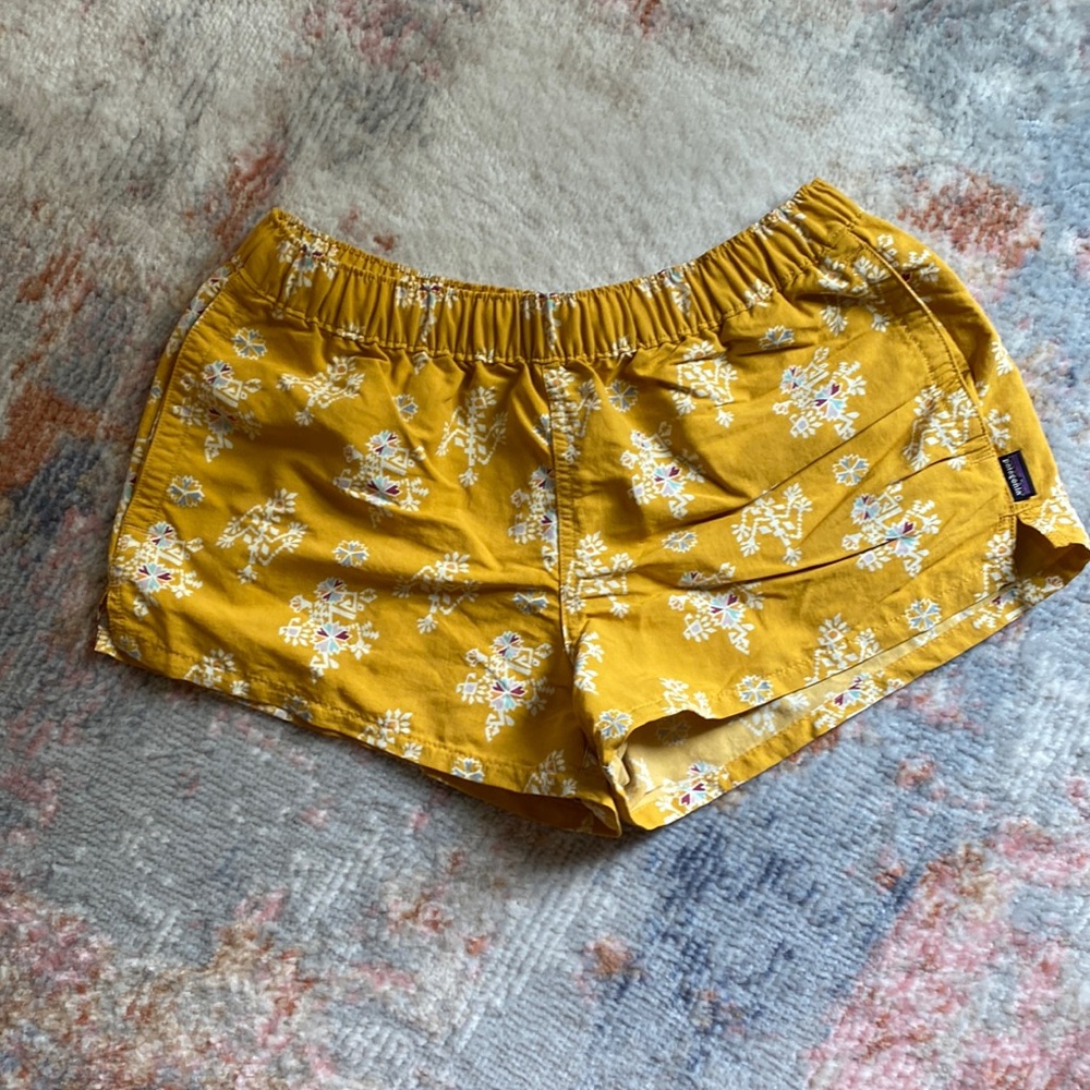 Patagonia Yellow Floral Athletic Shorts